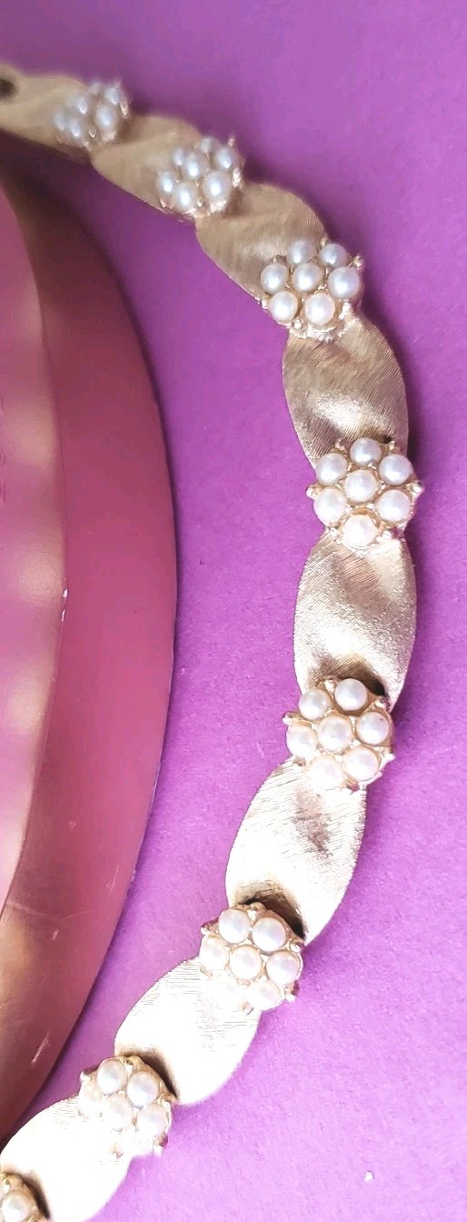 Vintage Crown Trifari Gold Plate Birthday Ribbon Bracelet