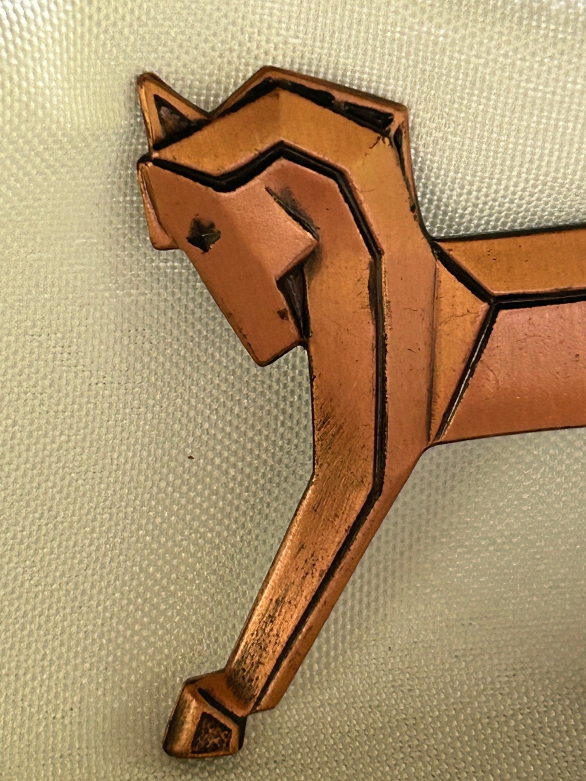 Vintage Modernist Origami Horse Pin: Copper Brass Bronze