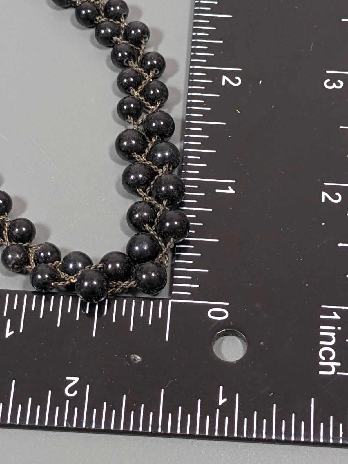 Vintage Black Bead Silver Tone Multi Chain Braided Necklace 17.5 in