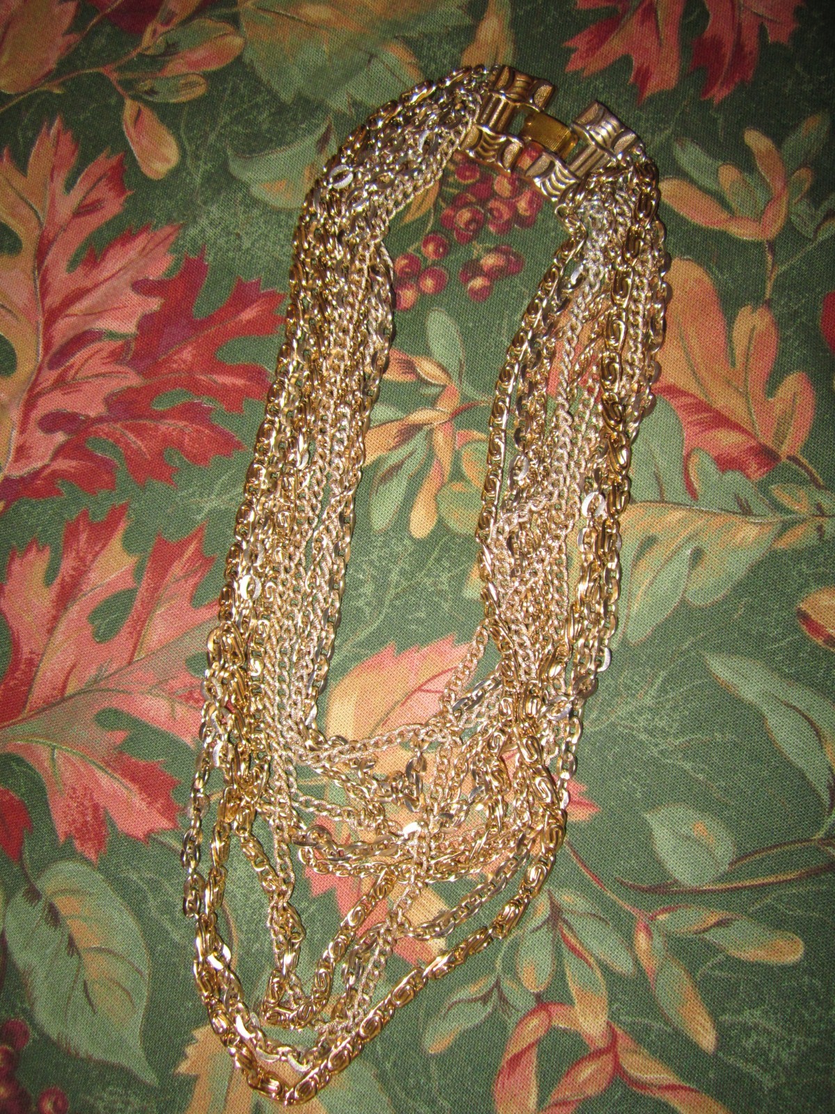 Vintage Signed GERMANY light weight multichain 15”-17” necklace in gold tone