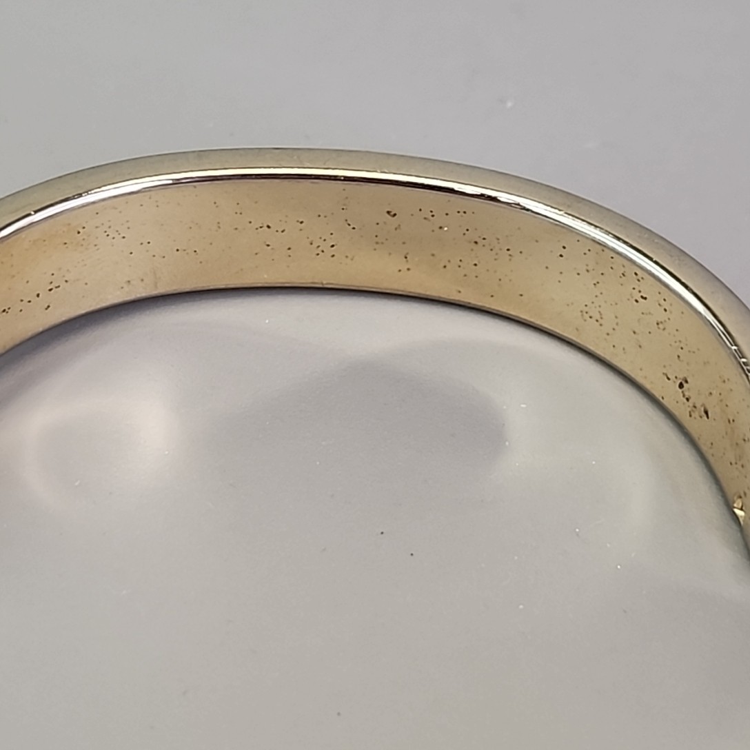 Vintage Bangle Bracelet 1cm Glossy Gold Tone 6.75″