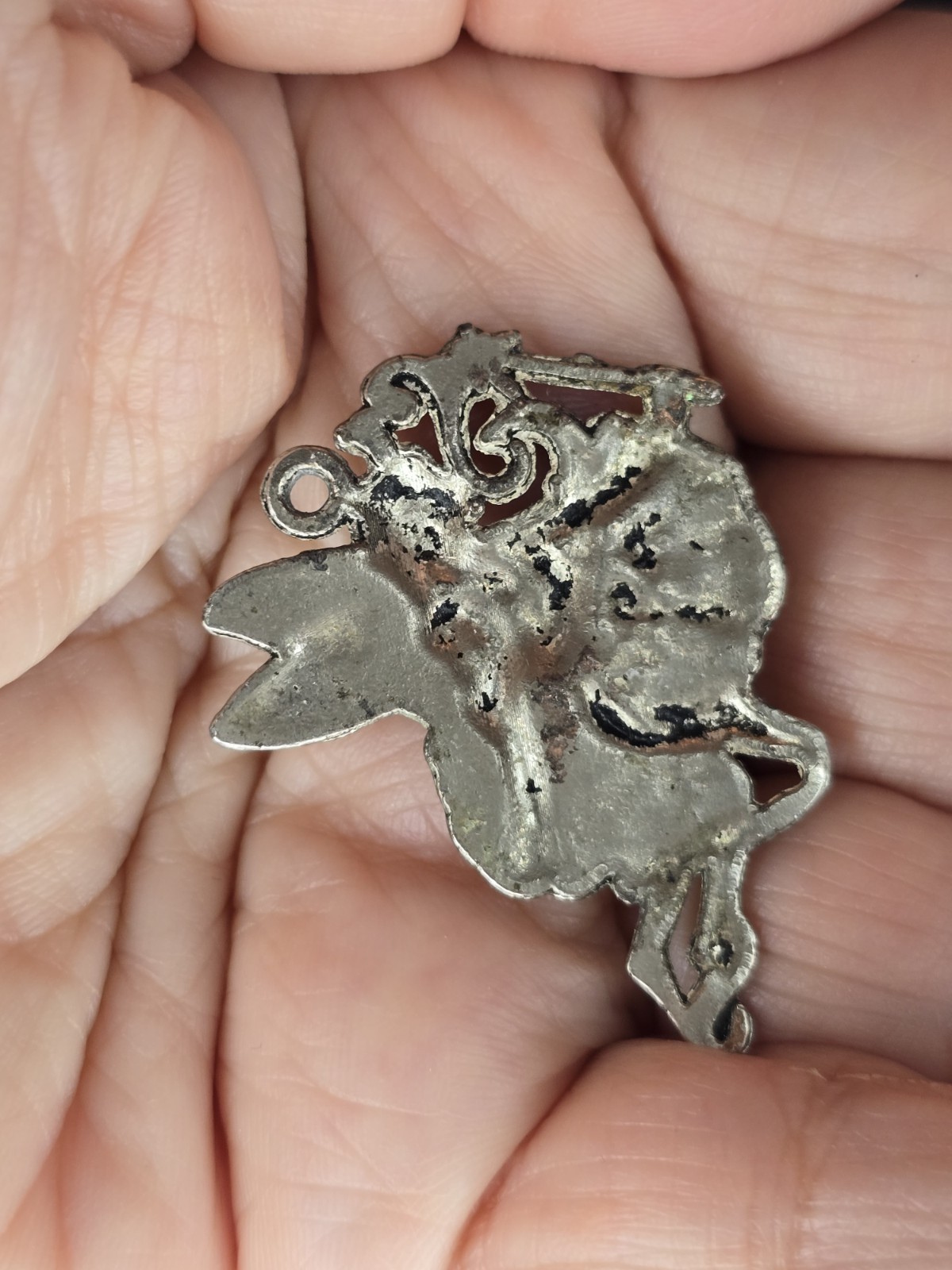 Vintage Fairy Ballerina Pendant Charm Silver Tone Winged Dancer Whimsical #492