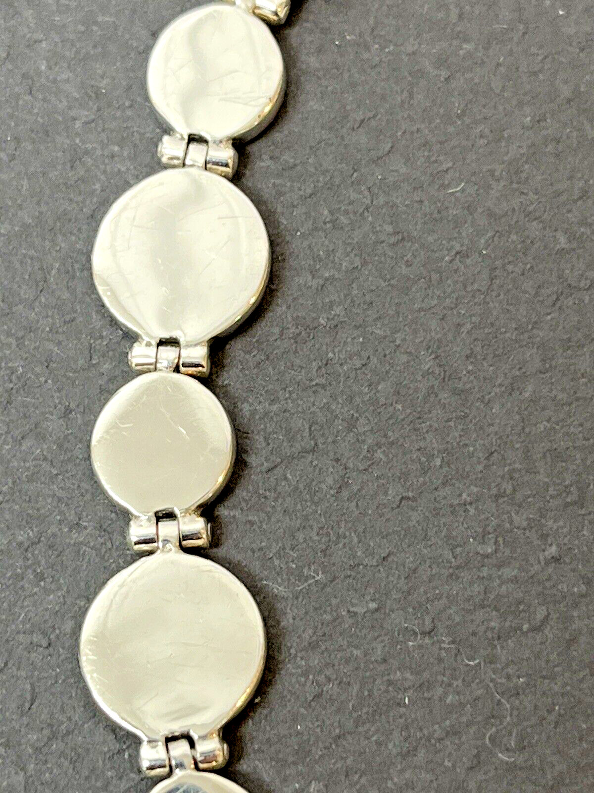 Sterling Silver Modernist Necklace Flat Coin Links 64 Grams Unsigned 18″ long