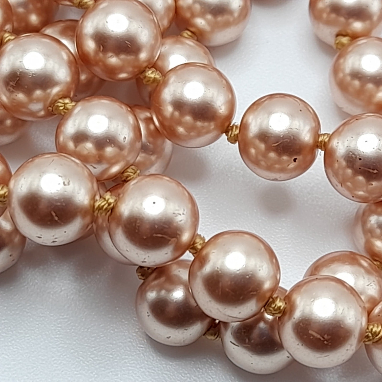 Vintage Faux Pearl Long Necklace, No Clasp, 58 Inches, Hand-knotted