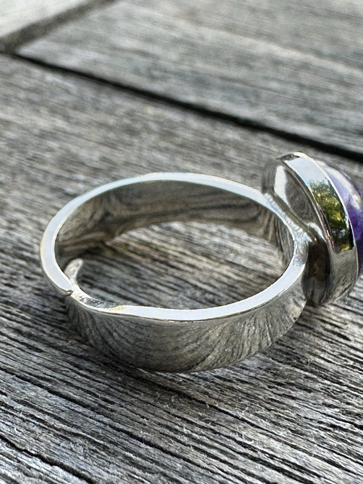 N.E From Vintage Denmark 925S Sterling Silver Modernist Ring Amethyst 1398
