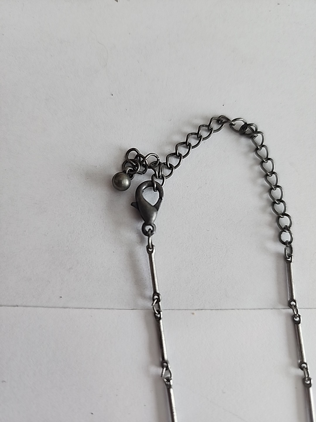 Vintage Whimsigoth Pink Flower Necklace Gunmetal Key Link Chain Goth Y2K Grunge