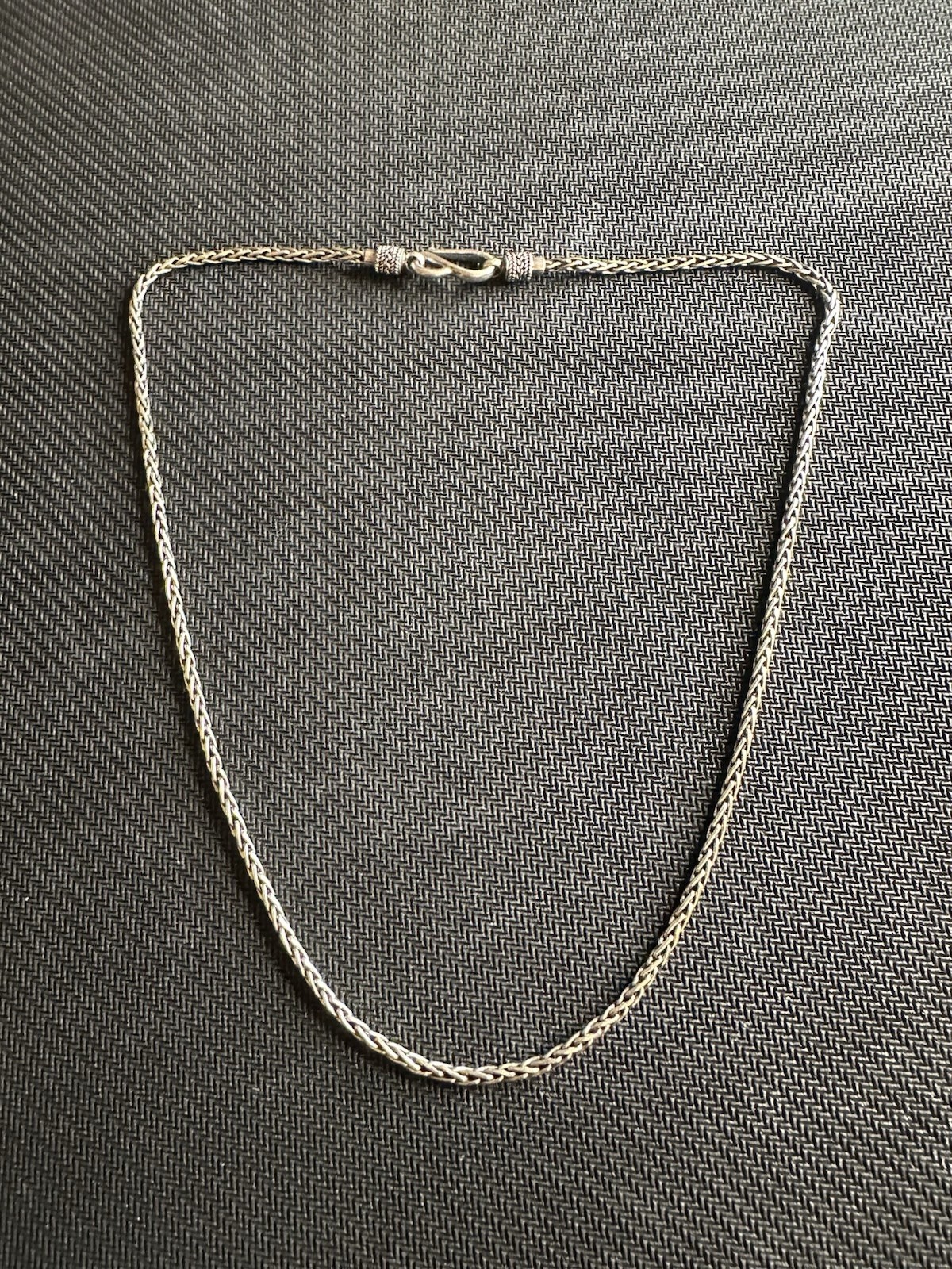 Vtg BA Suarti Sterling Silver 925 Wheat Spiga Style Chain Necklace, 18in Long