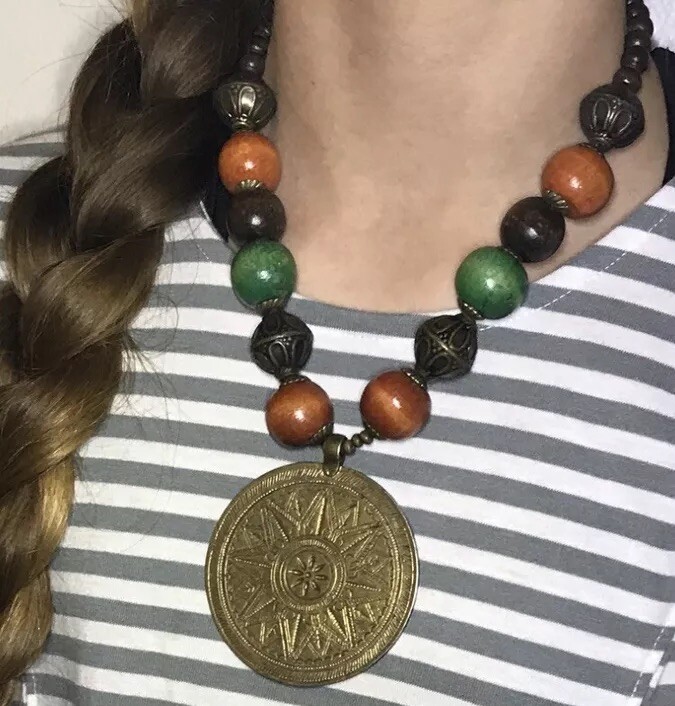 Vintage Chunky Big Statement Beaded Necklace