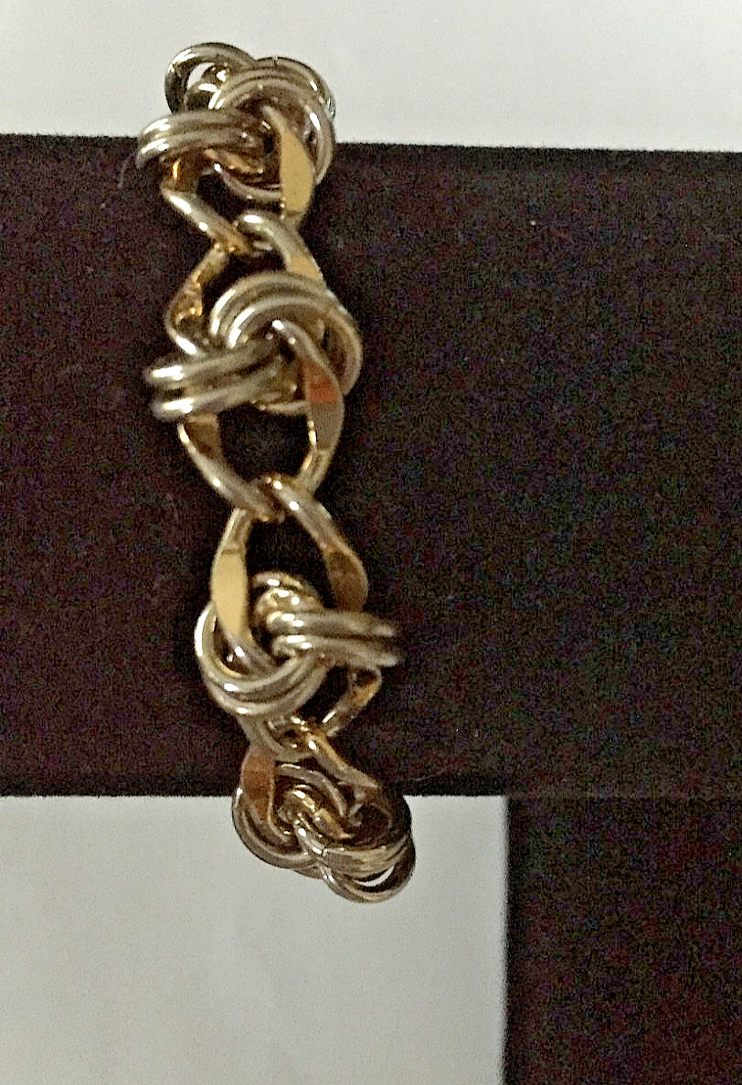 Vintage Gold Tone /Silver Tone Mixed Link Bracelet with Safety Clasp