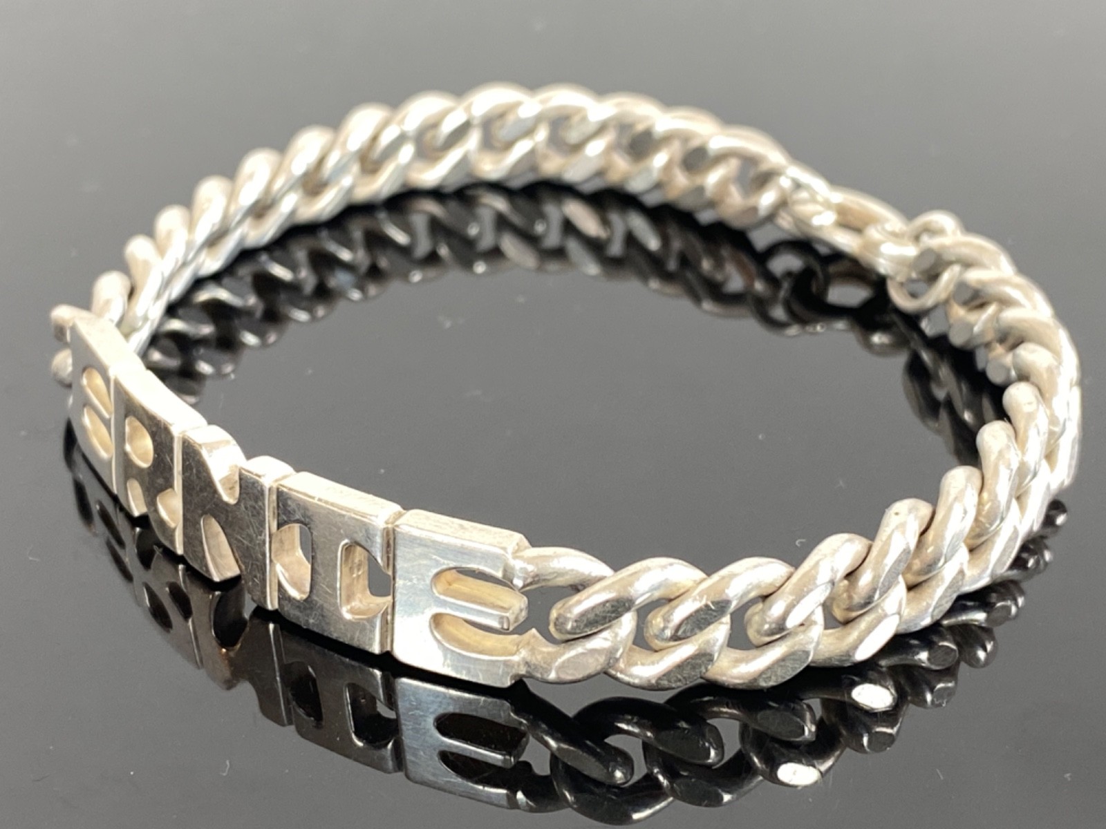 LEONORE DOSKOW Vintage Sterling Silver “Ernie” ID Bracelet – 34.8g / circa 1978