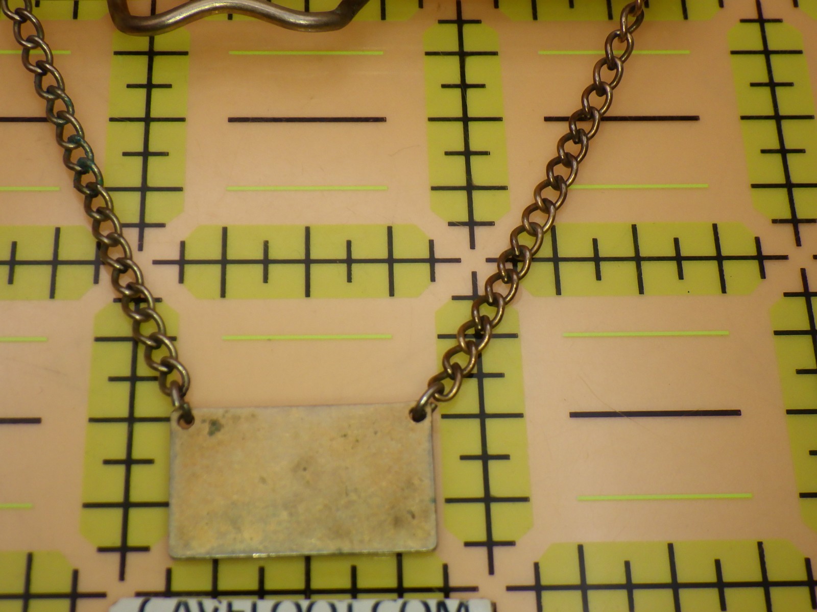 Vintage Hadley Tie Bar with Chain and Deco Striped Fob Gold Tone Mid Century USA