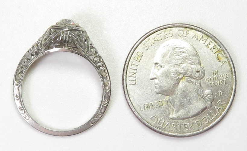 Antique Art Deco 1920’s Diamond 18KW Engagement Ring Size 6 UK-L1/2 EGL USA