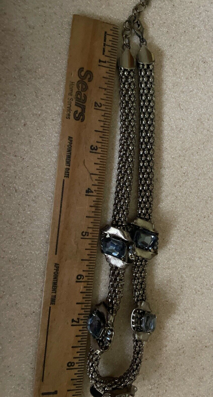 a:c AC choker necklace Smoky grey white rhinestones antiqued gold tone F97