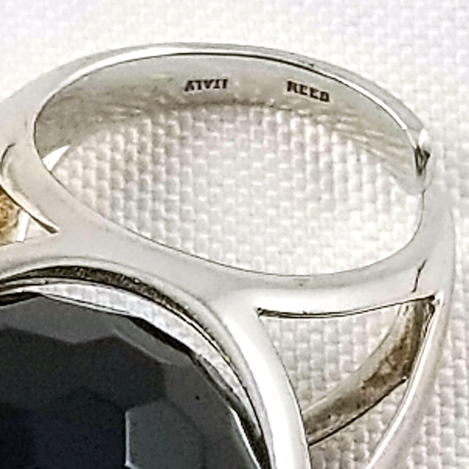 Reeb Sterling Italian 925 Faceted Onyx Mod Sphere Ring Tension Set Open Side