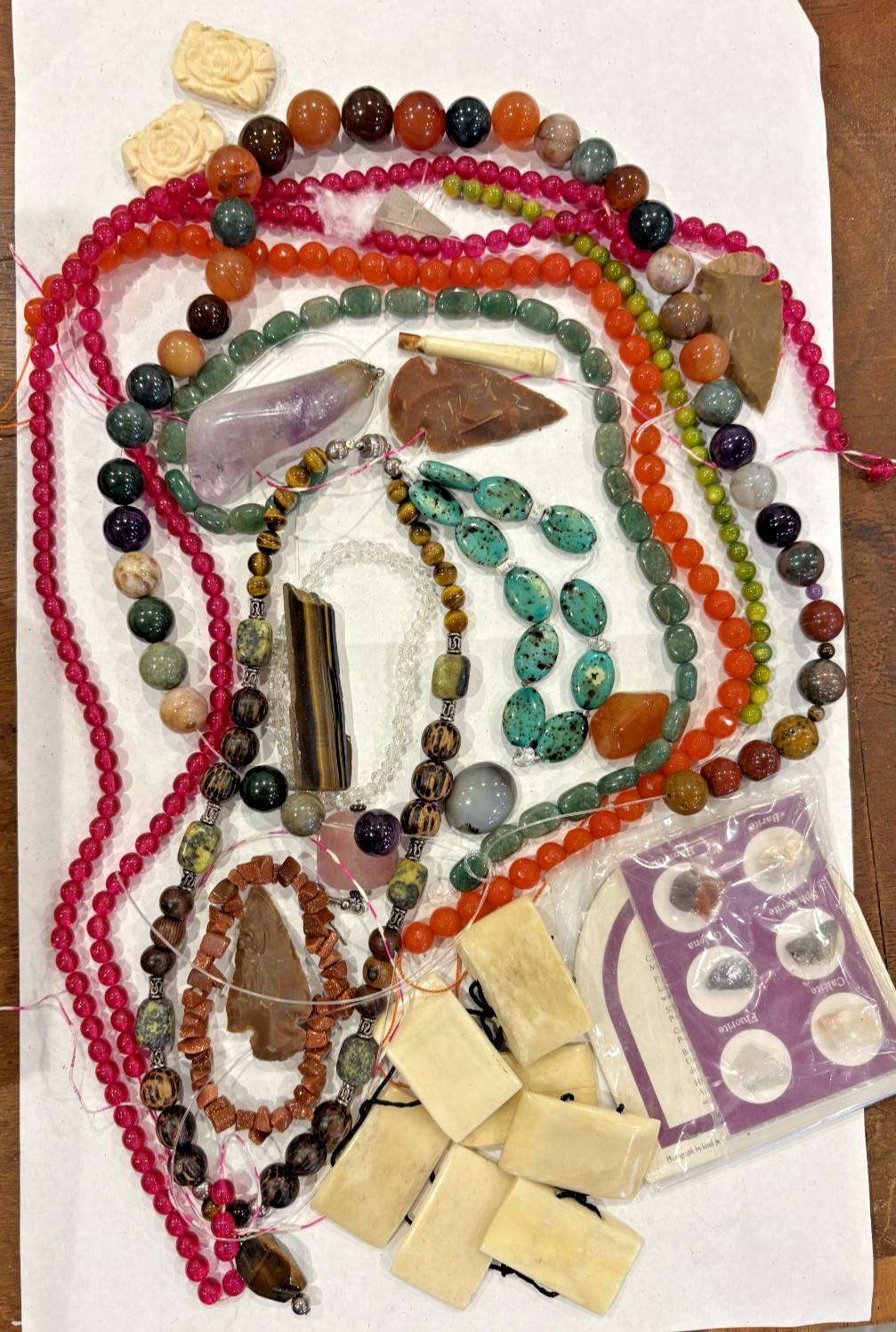 Mixed JEWELRY Lot Gemstones Turquoise Agate Purple Amethyst Bead Craft