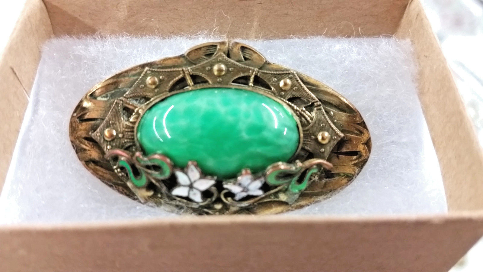 CHINESE INFLUENCE ART NOUVEAU DECO CZECH ENAMEL FLOWER PEKING BROOCH NEIGER?