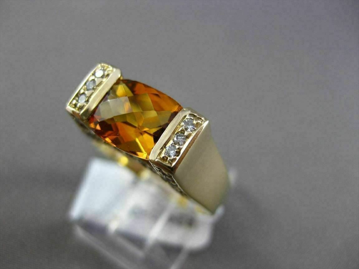 ESTATE LARGE 1.79CT DIAMOND & EXTRA FACET CITRINE 14KT YELLOW GOLD TENSION RING