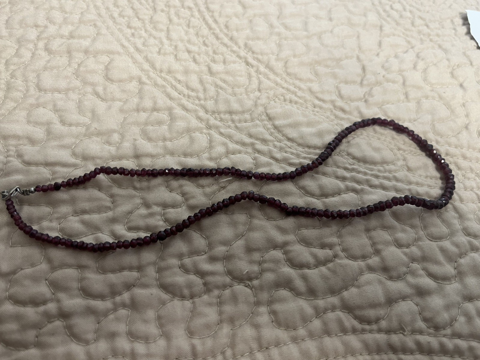 Faceted Red Garnet Color Tourmaline Bead 18″ Strand 11.3g Vintage Necklace