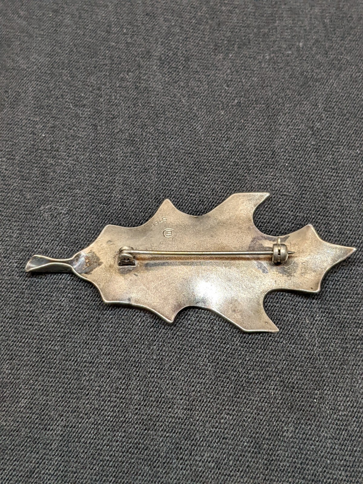 Vtg Sterling Silver Oak Leaf Brooch Pin Signed Mid Century Nature Jewelry