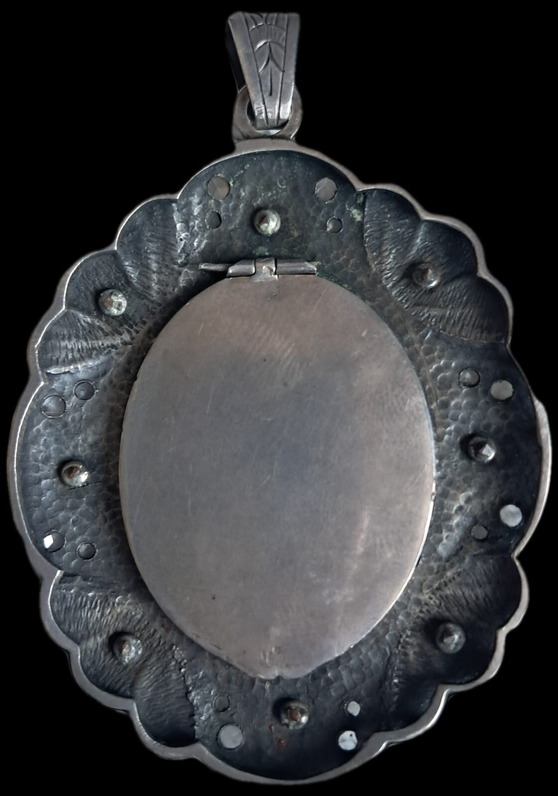 Fine Antique Art Nouveau Silver Gold Enamel Virgin Mary Madonna Pendant Ca 1900
