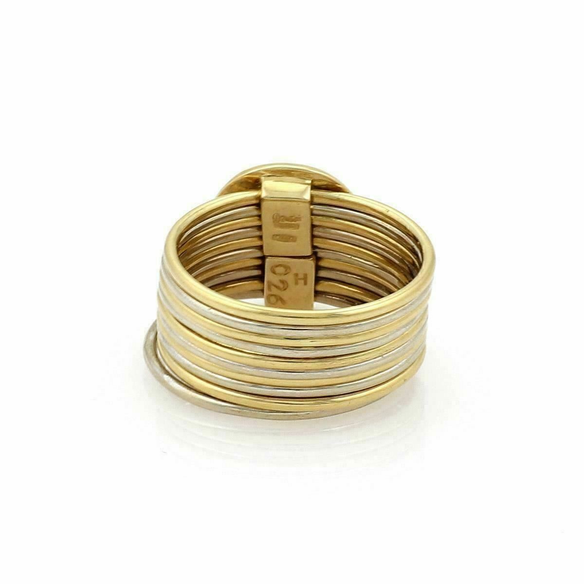 Damiani Diamond 18k Two Tone Gold Ten Stack Wire Band Ring – Size 6