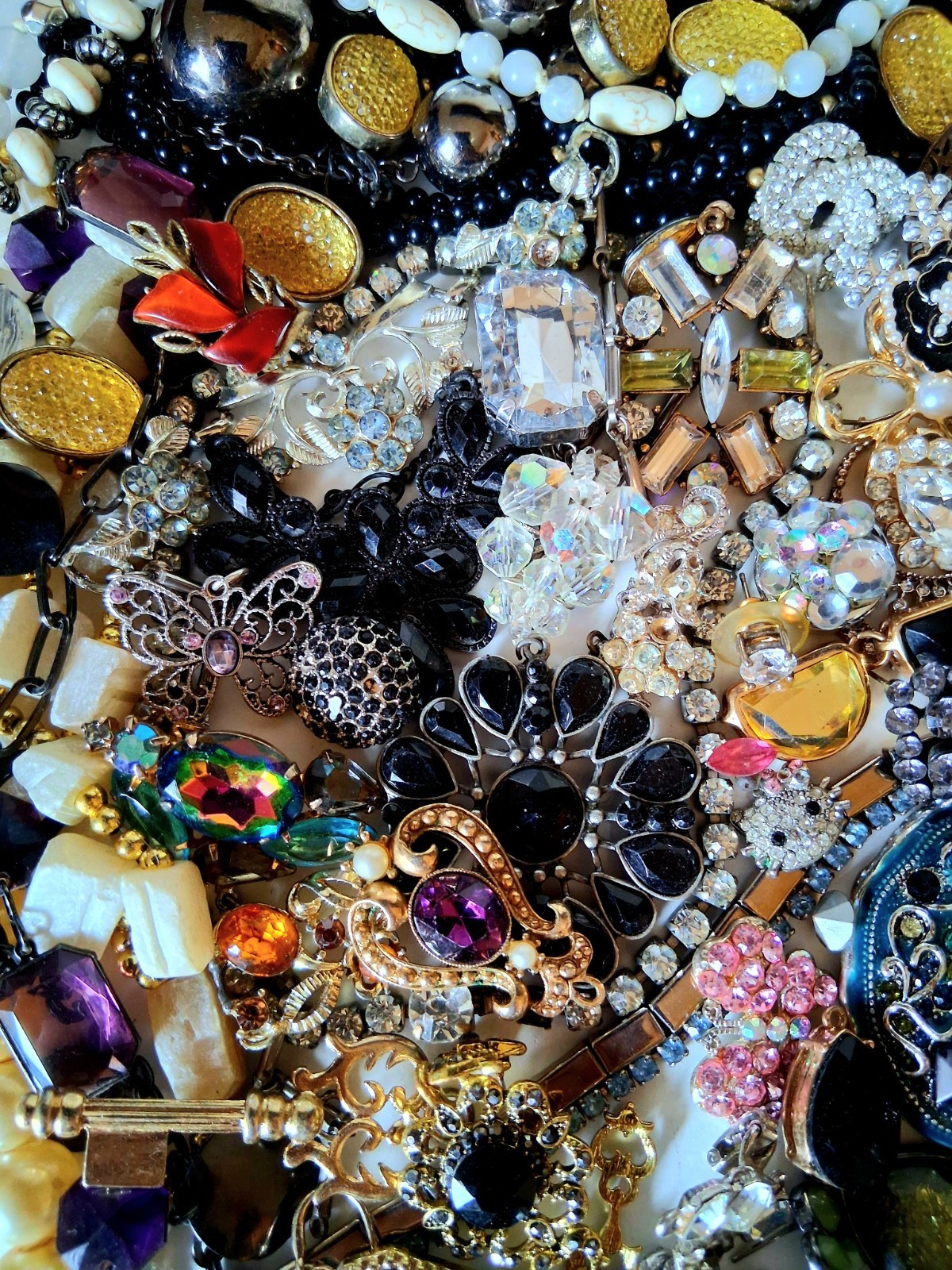 Vintage Rhinestone Crafting Lot Some For Resell And Wearable Lots Of Bling Fun