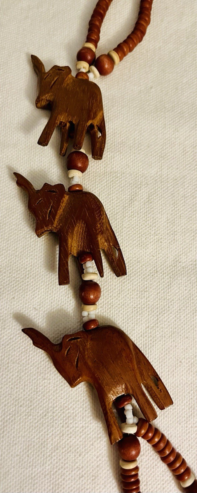 Lot 2 Vintage Estate Necklaces African Safari Elephants Tribal MOP Necklace