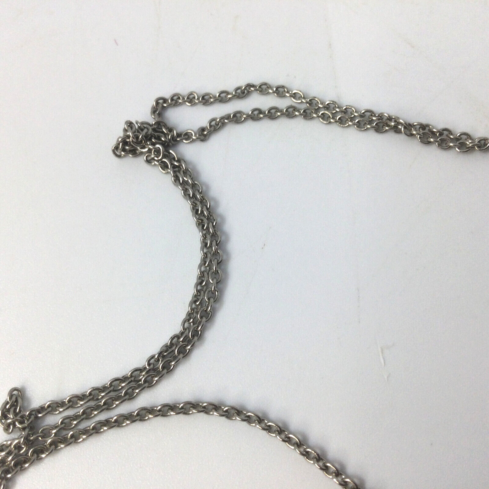 Vintage South Western Style Silver Metal Necklace Chain and Agate Pendant