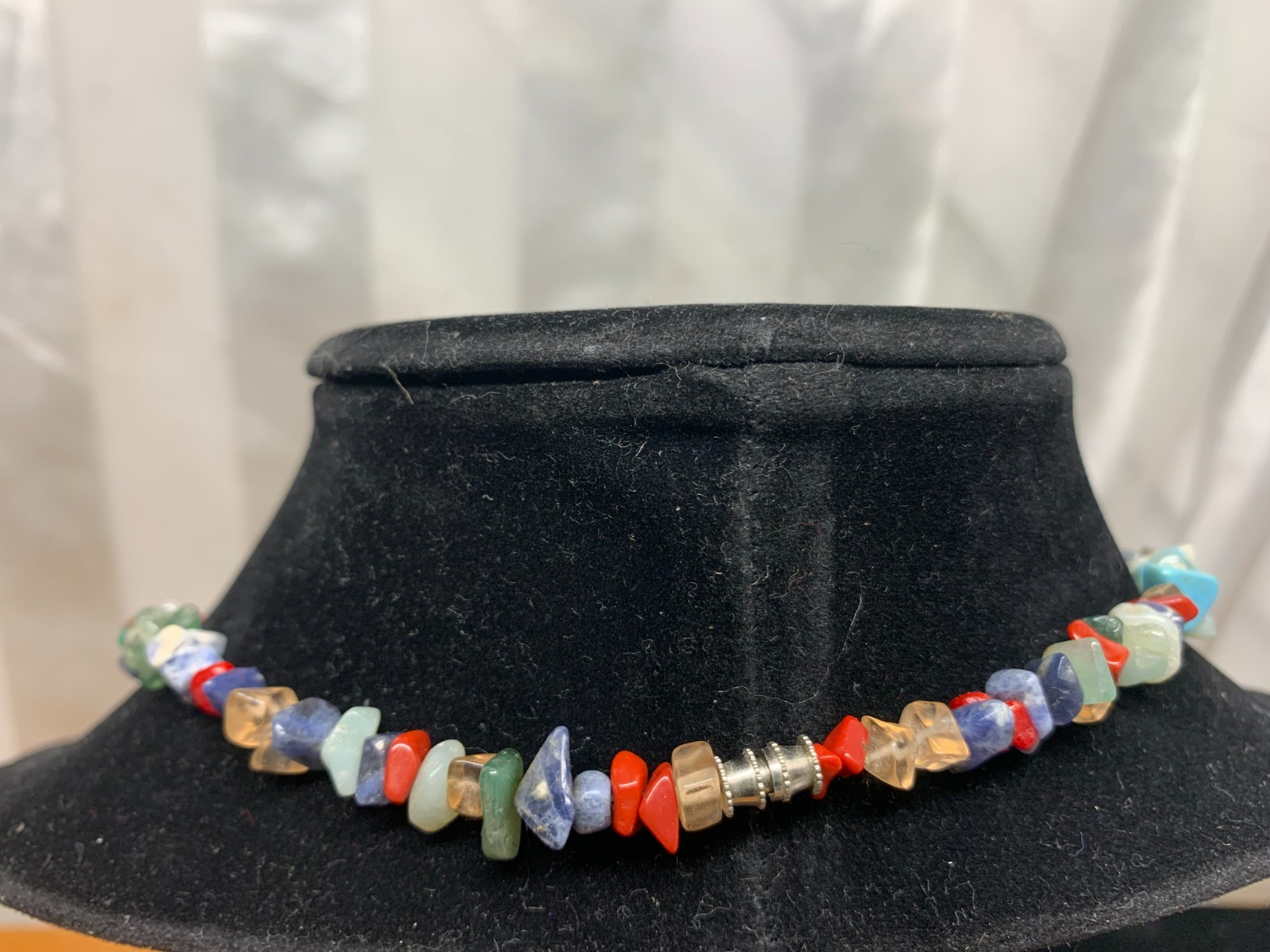 Turquoise & Coral Bead Multi Stone Nuggets Southwestern Style Necklace