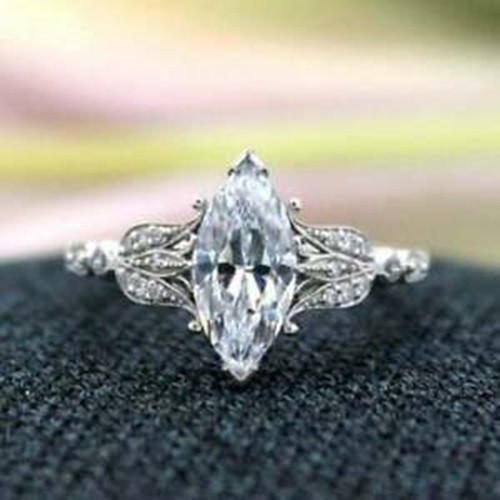 Art Deco 3.10 Ct White Diamond Vintage Engagement Ring 925 Sterling Silver