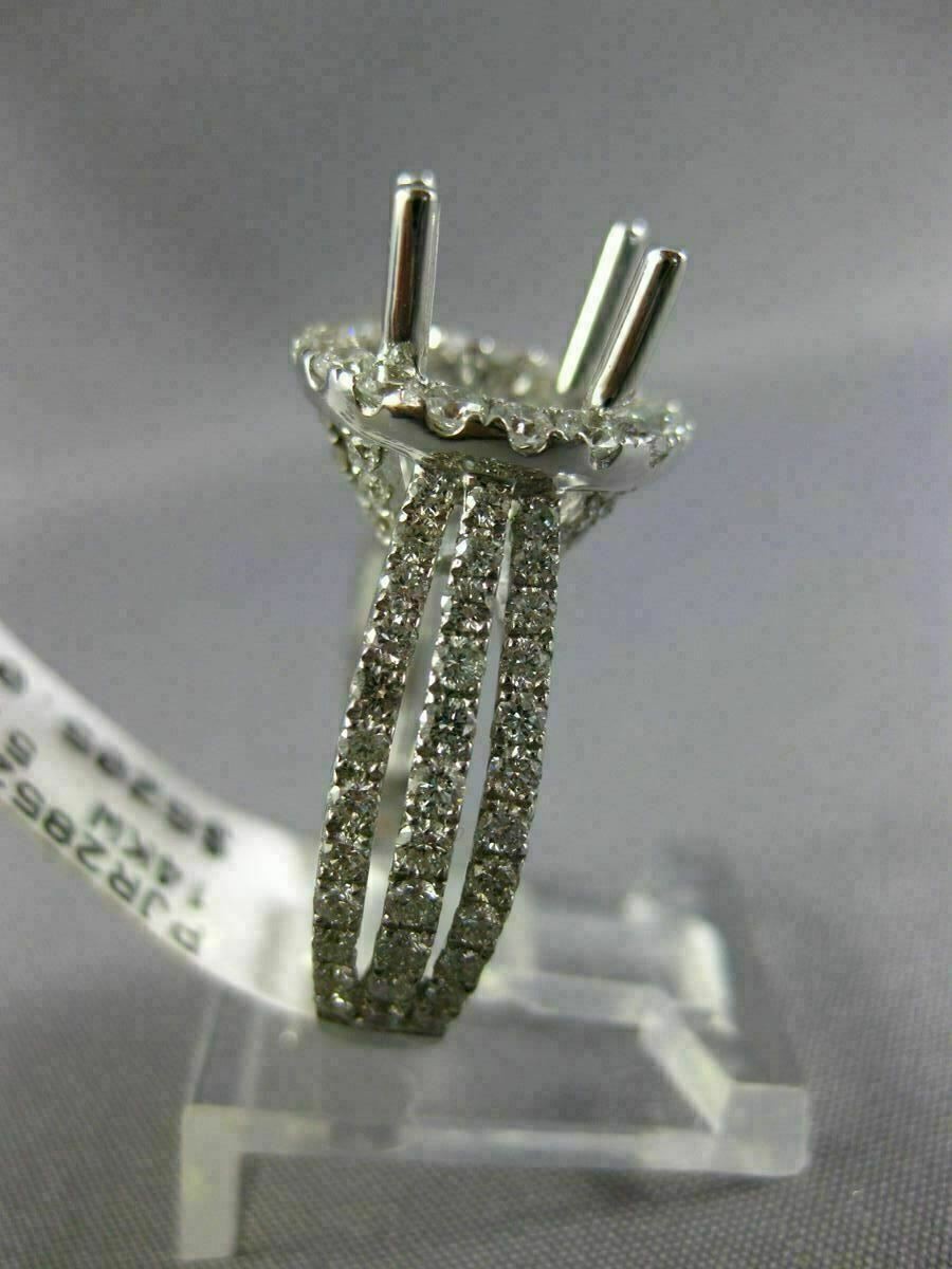 ESTATE LARGE 1.52CT DIAMOND 14KT WHITE GOLD 3D HALO SEMI MOUNT ENGAGEMENT RING