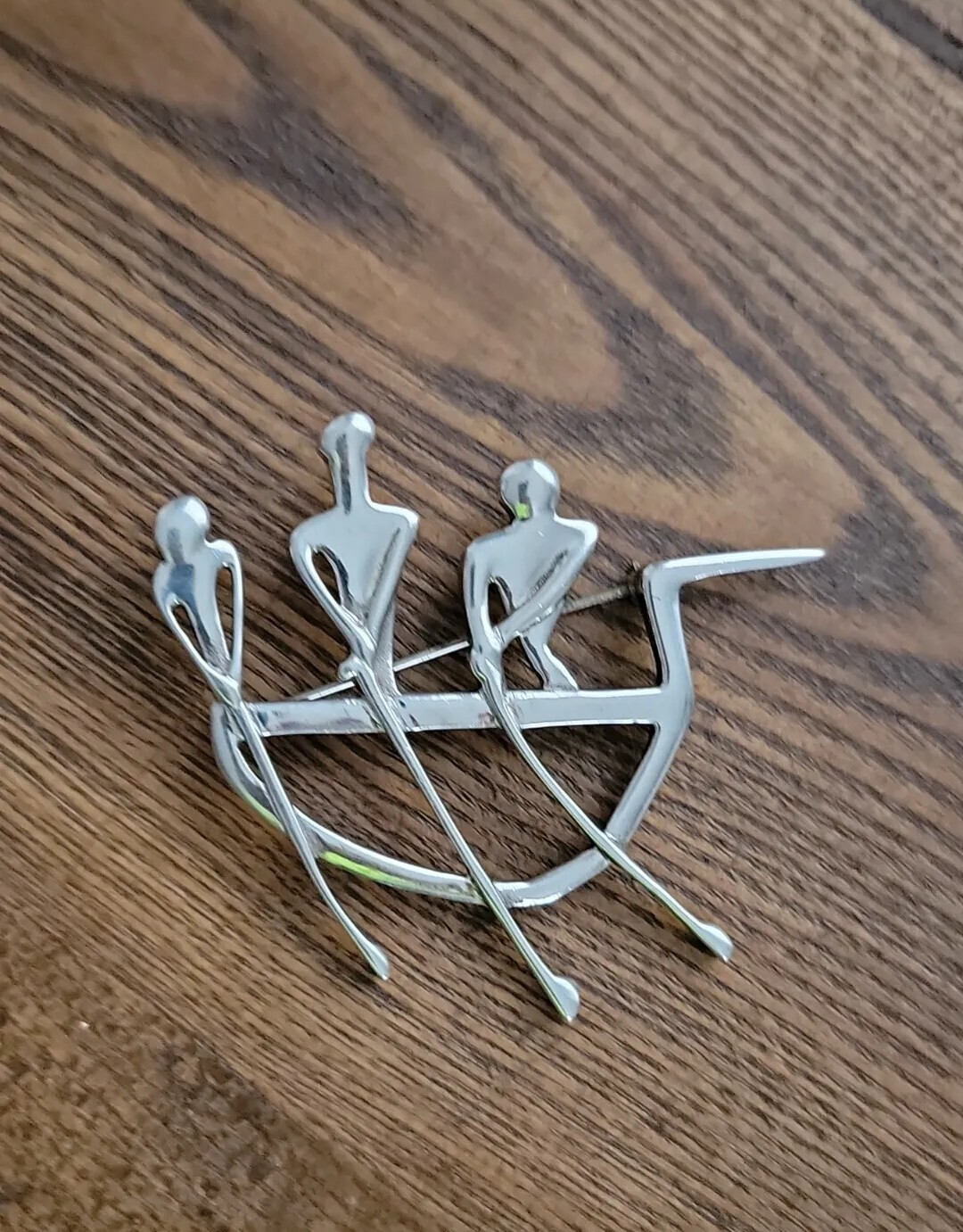 Modernist Sterling 925 Dragon Boat 3 Person Team Pin by CVM