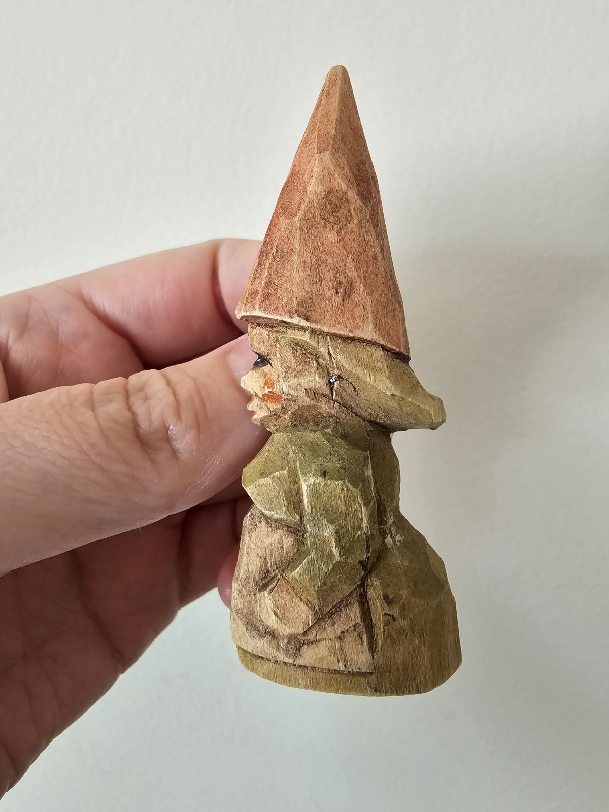 Vintage Gnome Brooch Wooden Handmade Whimsical Fairycore Cottagecore Forest