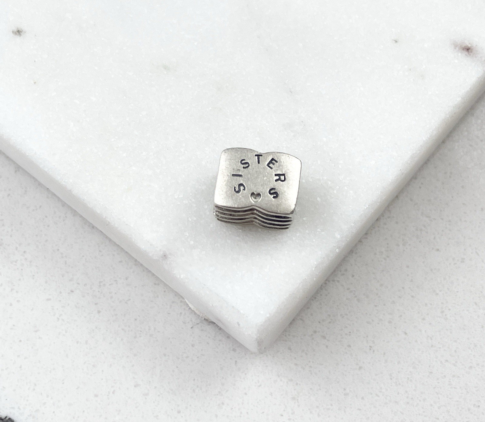 Vintage 925 Sterling Silver Sisters European Slide Bead Charm