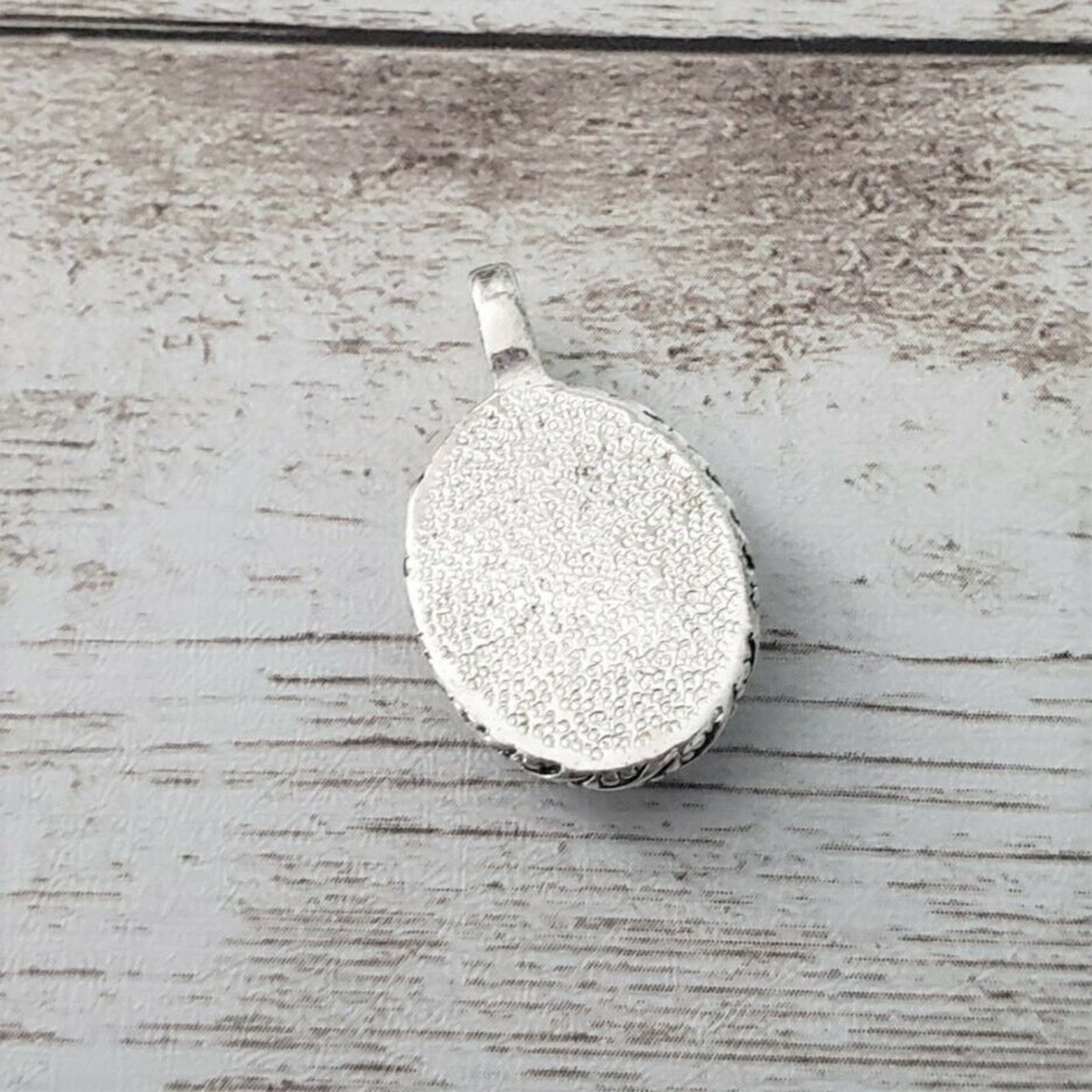 Vintage Pendant – Midnight Blue with Silver Tone Halo – No Chain Included