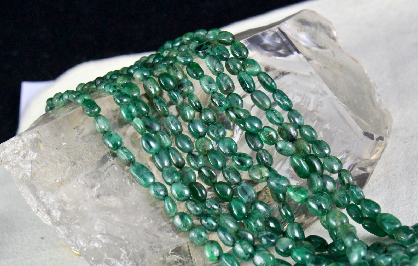 Certified Vintage Natural Emerald 308ct Beads Nugget Gemstone Necklace Women’s