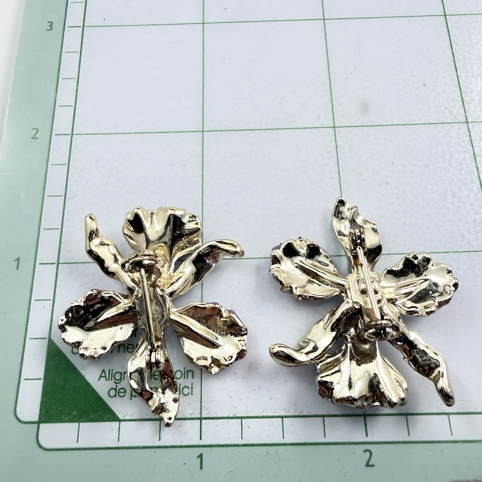 Vintage Purple Enameled Orchid Silver Tone Scatter Pins Brooches