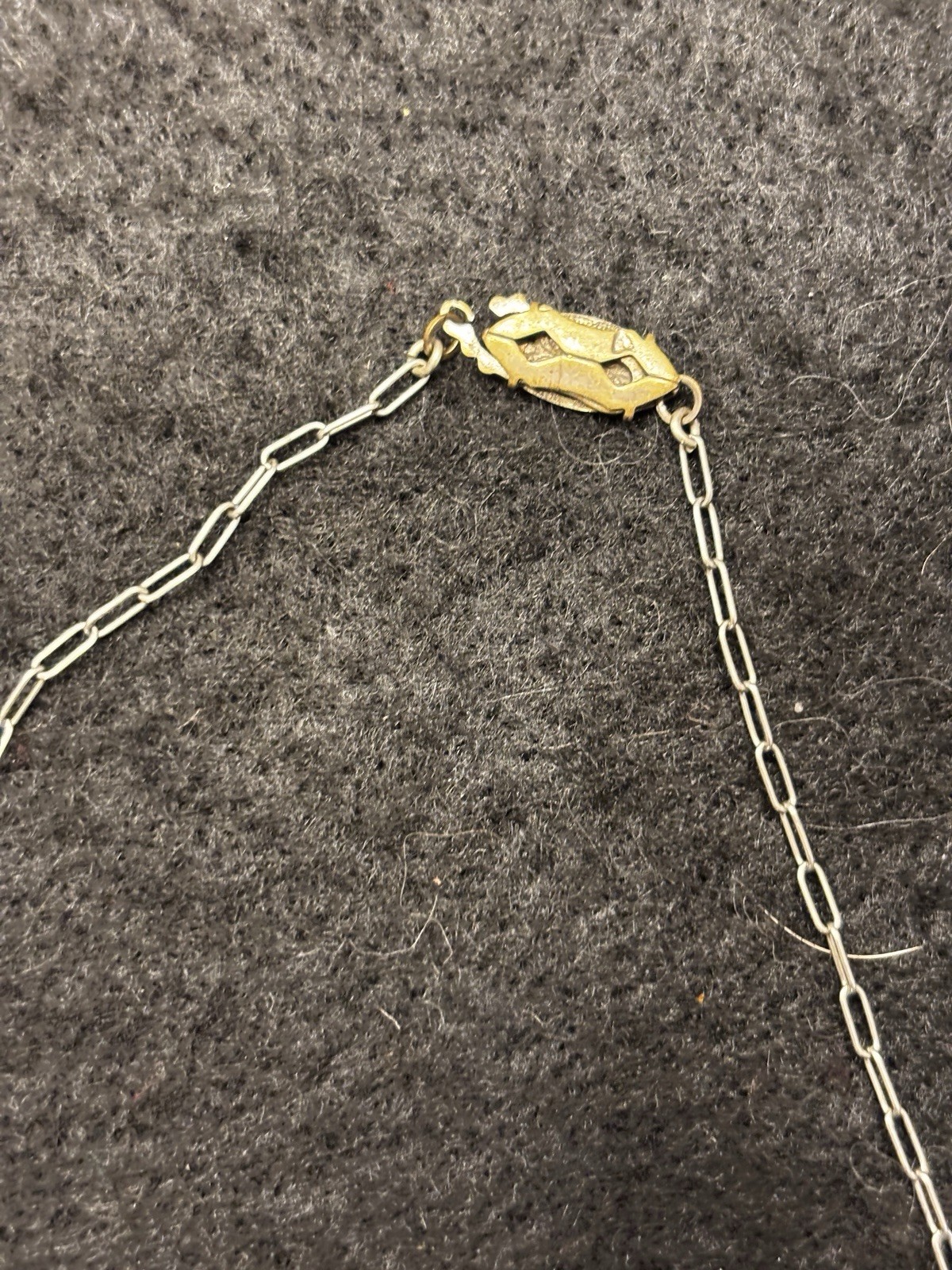 RARE VTG ART DECO GERMAN? SILVER TONE BRASS BLUE STONE BURST NECKLACE *9.8 gm*