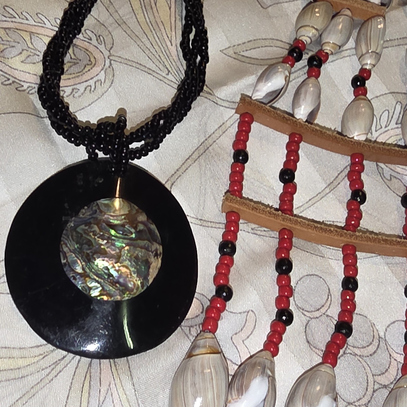 Vintage Unique Beaded Seashell And Puka Shell Jewelry 3 Necklace
