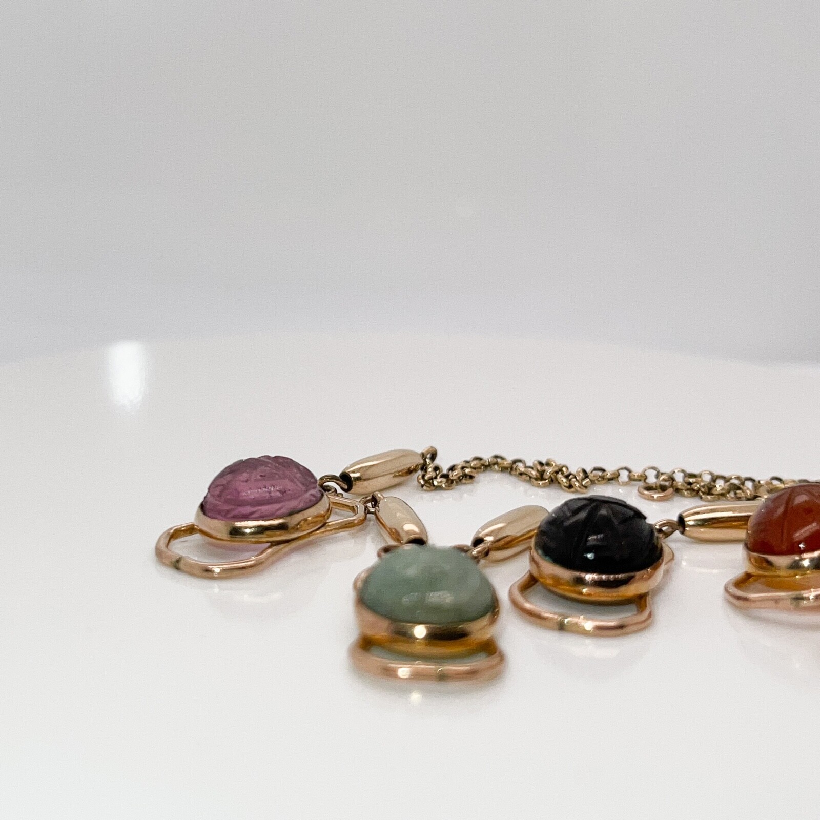 Vintage Estate Gold Filled & Multi-Gemstone Scarab Necklace – VR .
