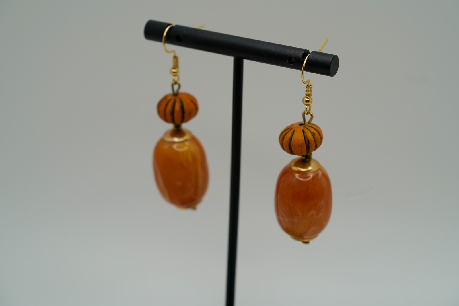 Vintage Faux Amber Dangle Earrings 5.8cm JB45