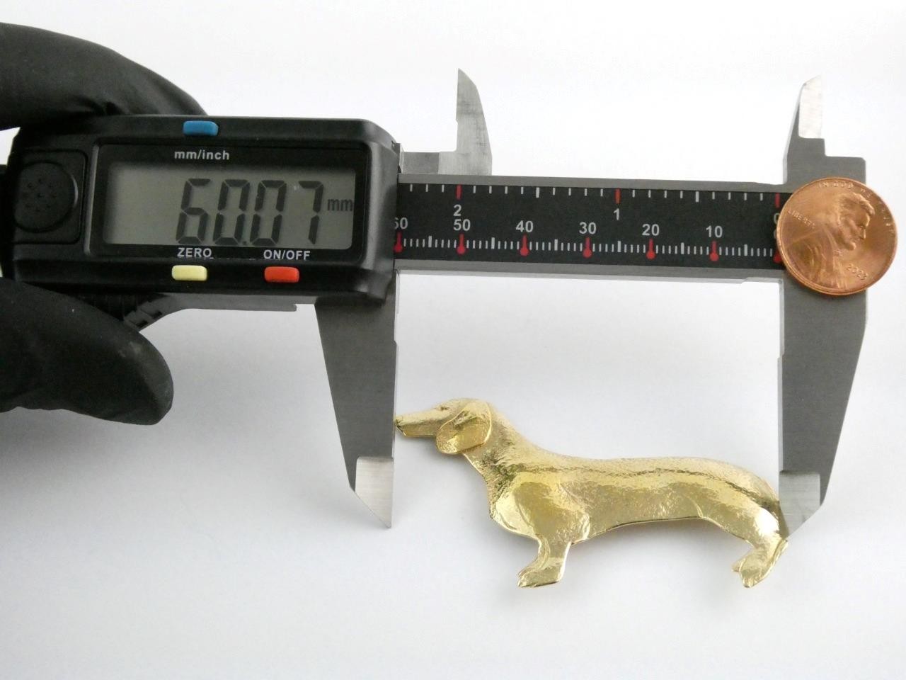 Courtney Peterson Gold Plated Metal Dachshund Dog Pin Brooch 2 3/8 Inches