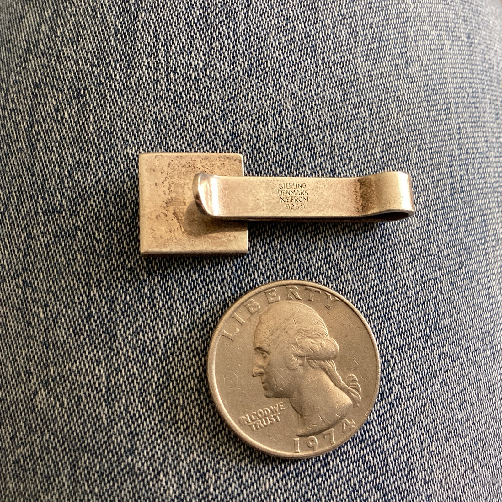 NIELS ERIK( N.E. FROM ) Sterling Silver Tie Pin / Money Clip 925S DENMARK Cubes