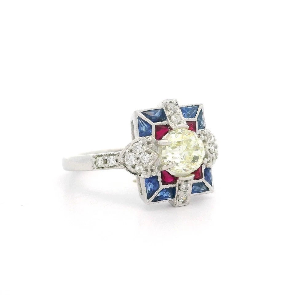 3.02Ct Art Deco Style Lab Created Diamond Anniversary 14K White Gold Finish Ring