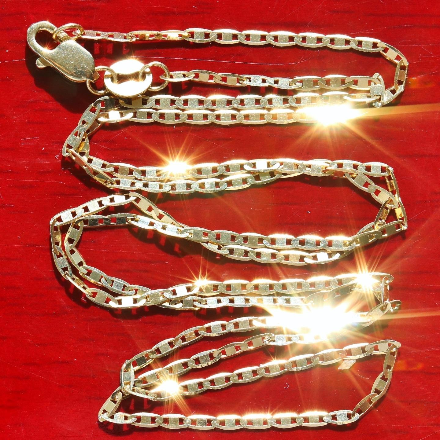 10k yellow gold necklace 18.0″ diamond cut mariner link chain vintage 1.6gr
