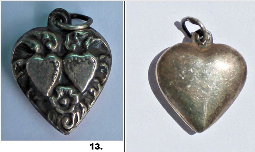 Vintage 1940s Sterling Silver Puffy Heart Charms WWII Sweetheart CHOOSE ONE