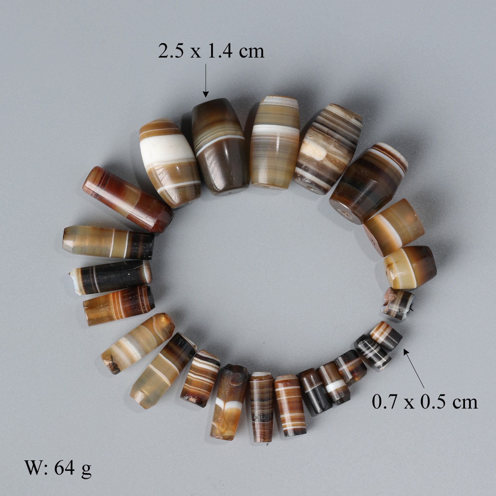 Beautiful Antique Banded Agate Necklace Beads [64gram]