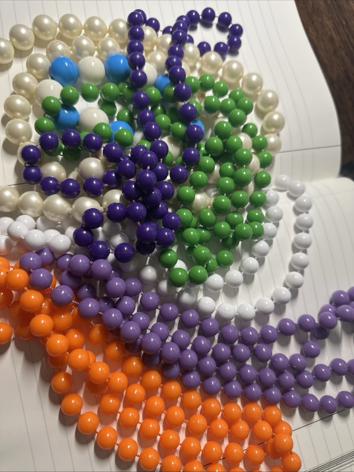 Vintage Lot Purple Orange Green Pearl White Acrylic Bead 6 Necklaces 1 Bracelet