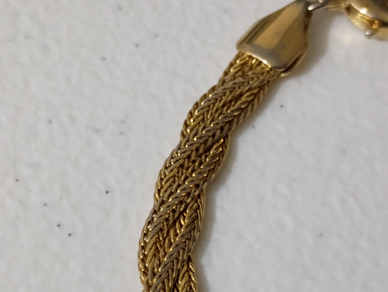 Gold Tone Triple Braided Flat Snake Chain 7.25 In Bracelet