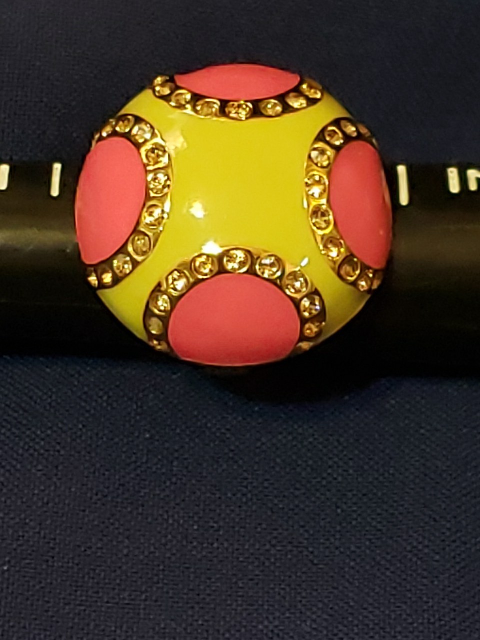 Vintage Kate Spade Statement Ring Bold Pink and Green Dome Design sz 5 1/2 (T110